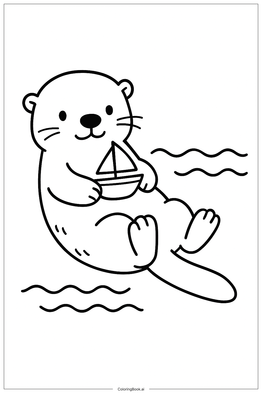  Otter Floating With Toy Coloring Page 