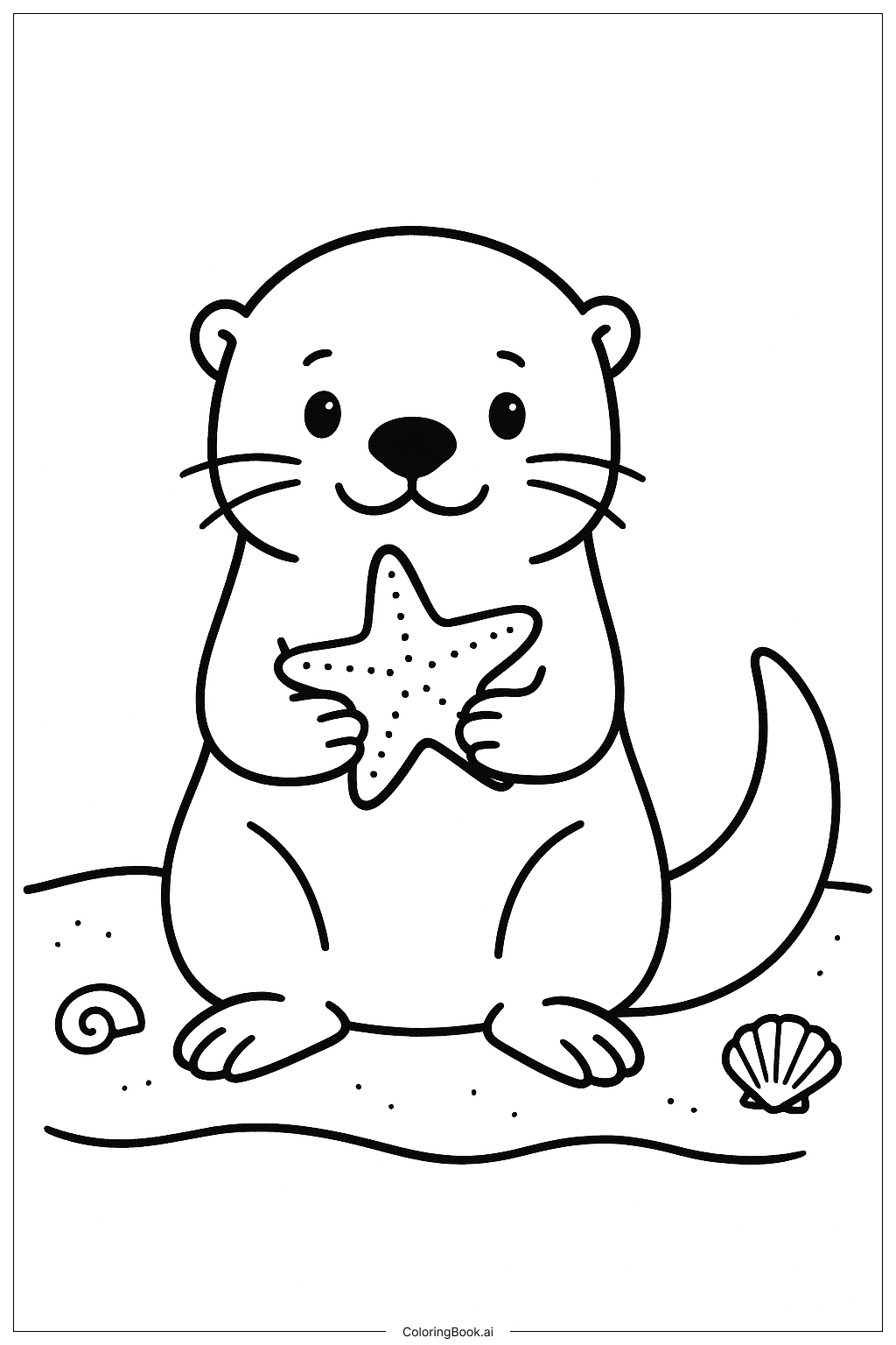  Otter hält Seestern Ausmalseite 