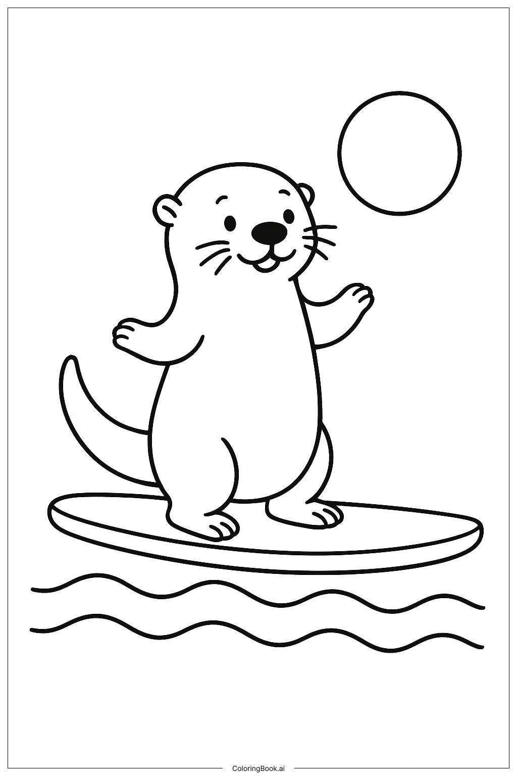  桨板上的水獭填色页 