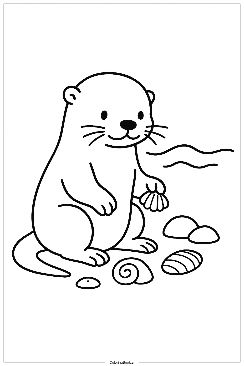  Otter Playing With Shells Coloring Page 
