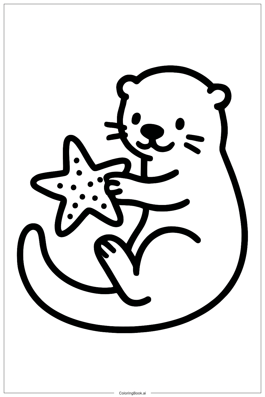  Otter Playing With Starfish Coloring Page 