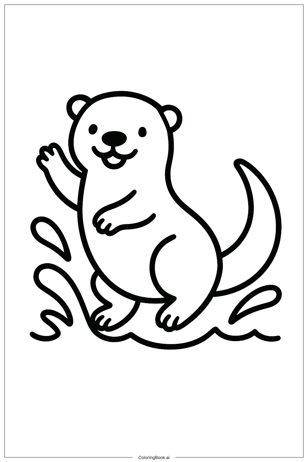  Otter Splashing Water Coloring Page 
