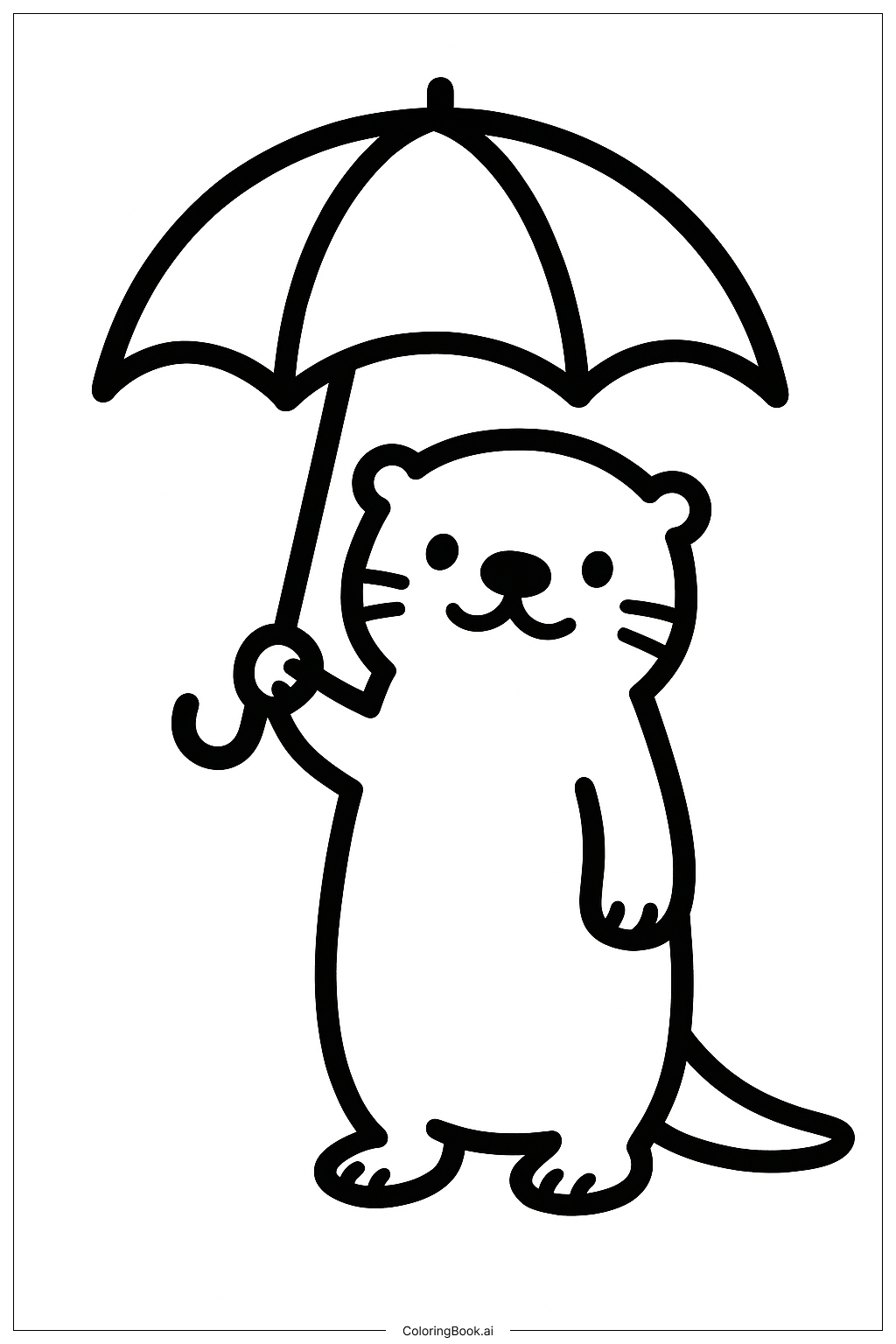 雨傘下的水獺著色頁