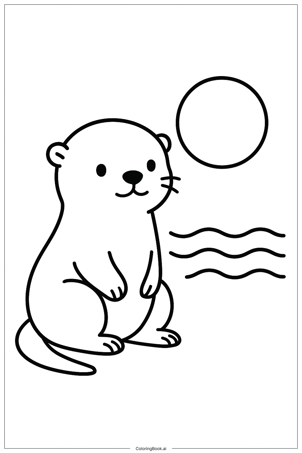  일몰을 바라보는 수달 색칠공부 페이지 