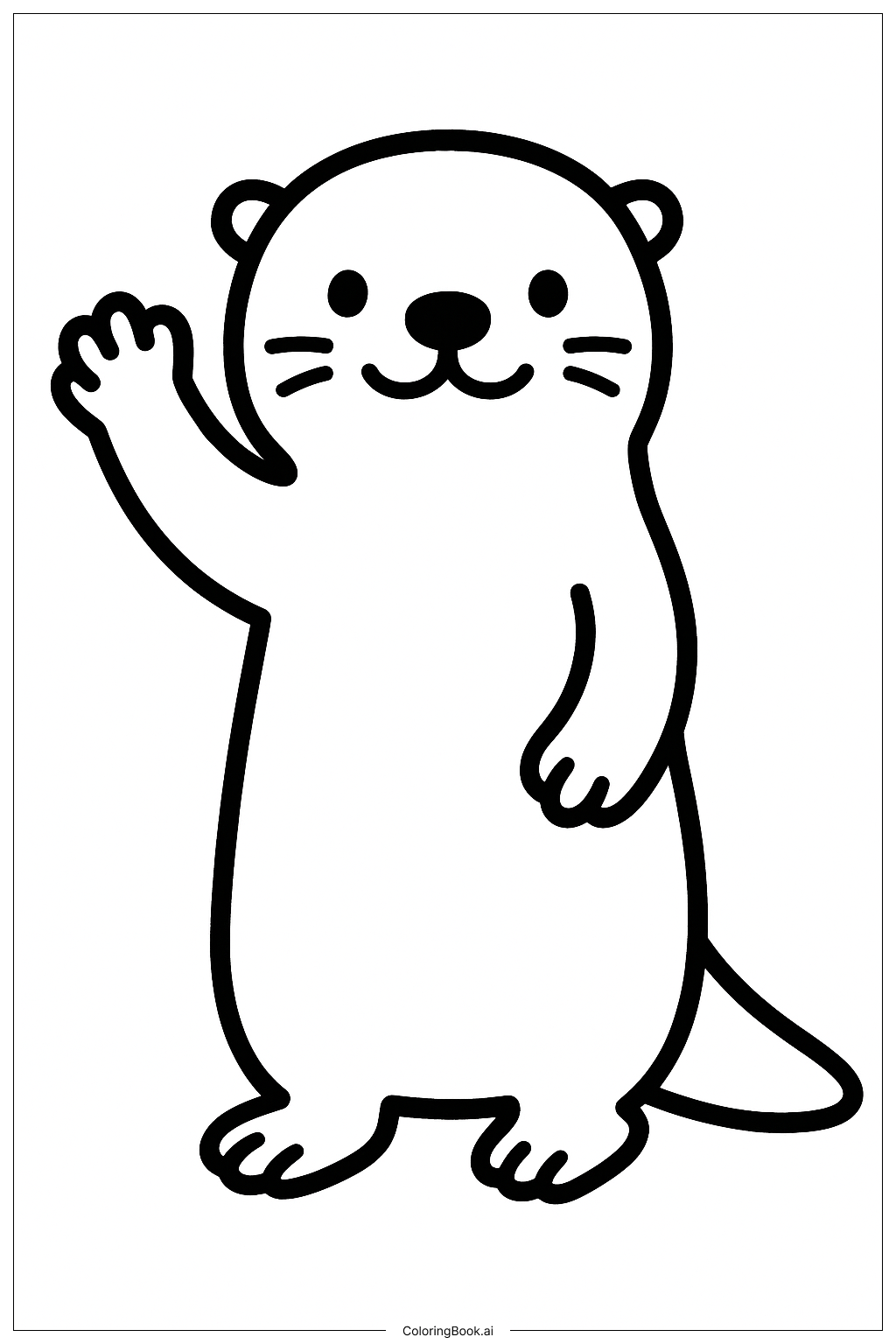  Otter Waving Paw Coloring Page 
