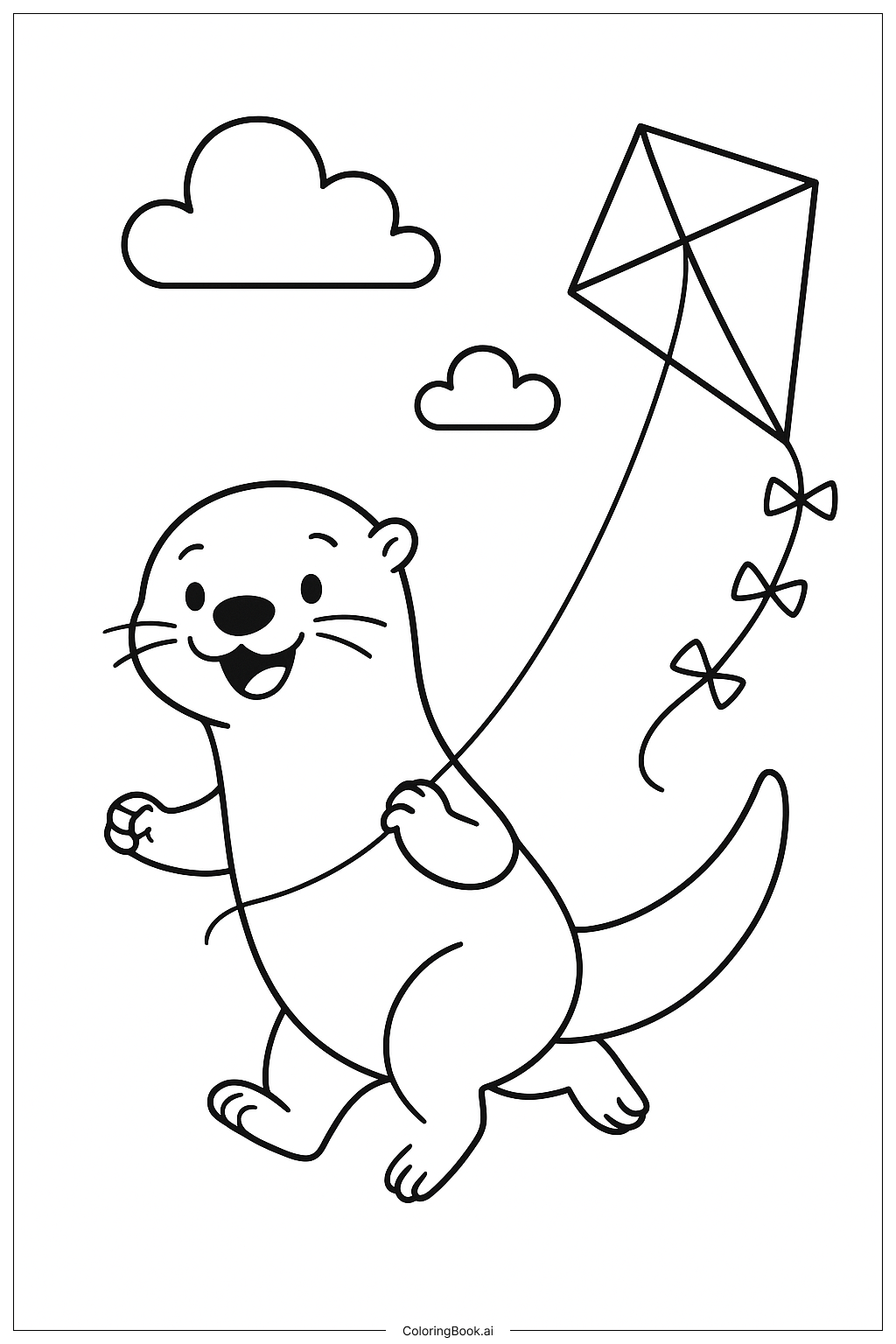 拿著風箏的水獺著色頁