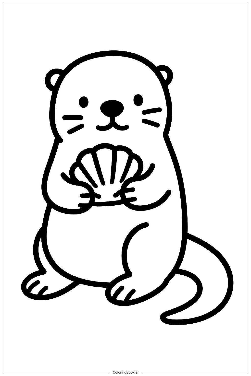  Otter With Seashell Coloring Page 