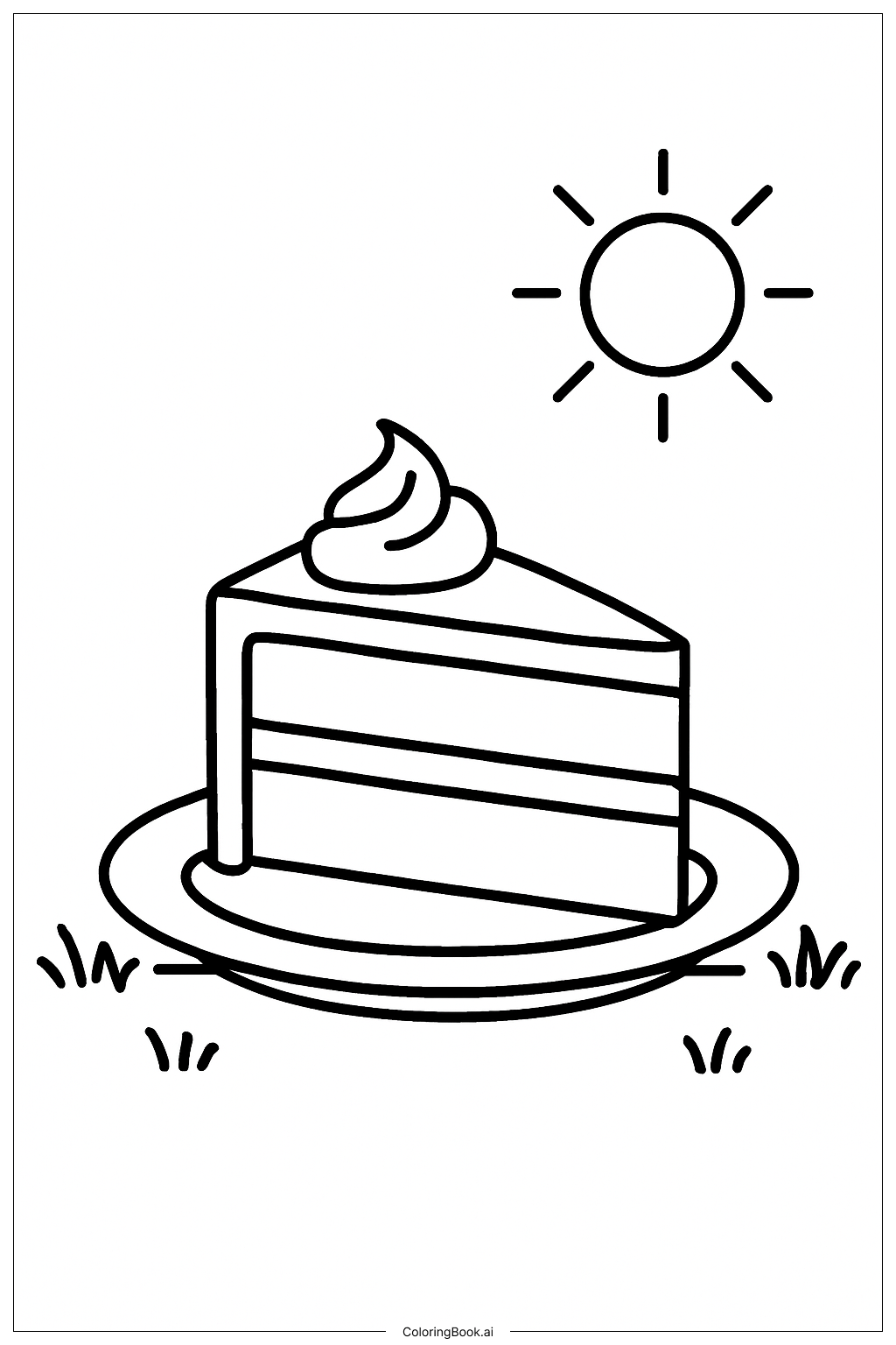  Outdoor Picnic Cake Coloring Page 
