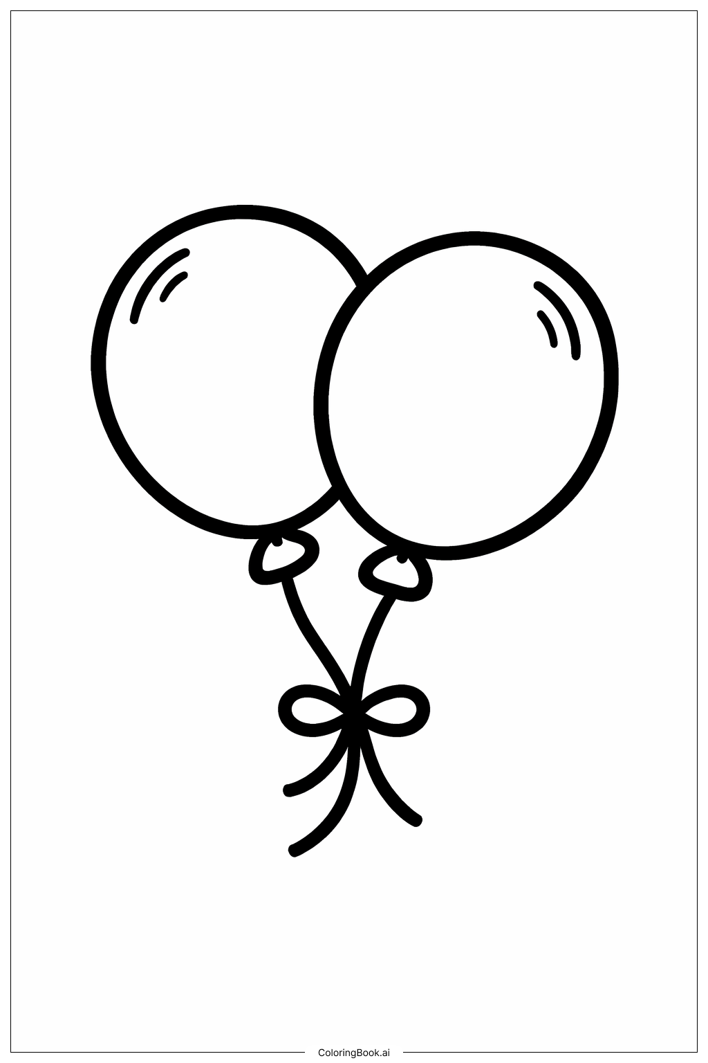  풍선 한 쌍 색칠공부 페이지 