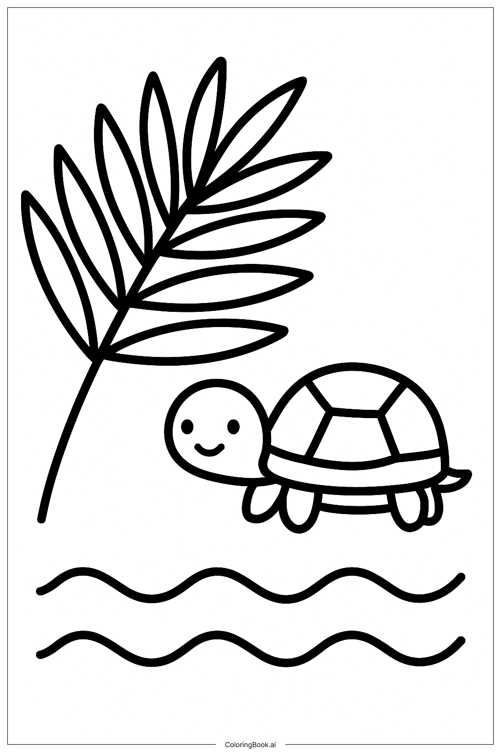  야자잎과 거북이 색칠공부 페이지 