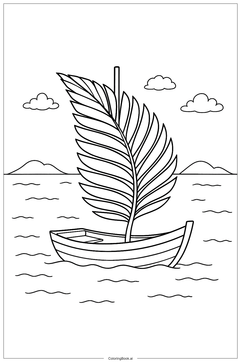  Palmenblatt-Bootssegel Ausmalseite 