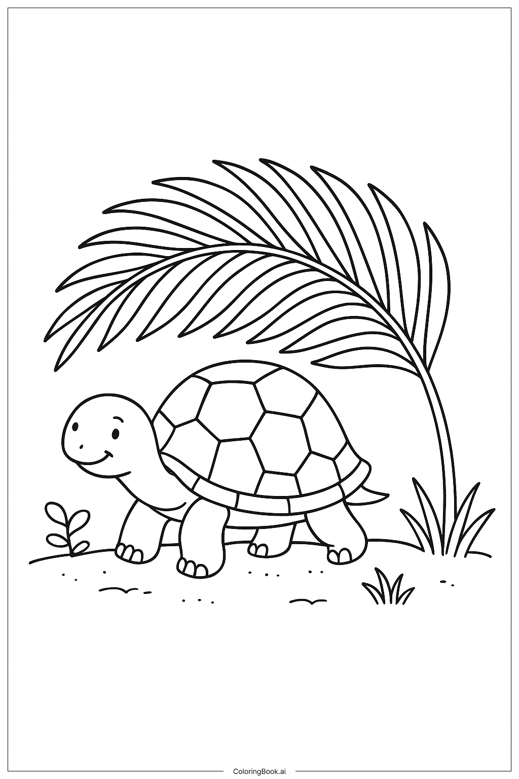 Palmblattfreundliche Schildkröte Ausmalseite