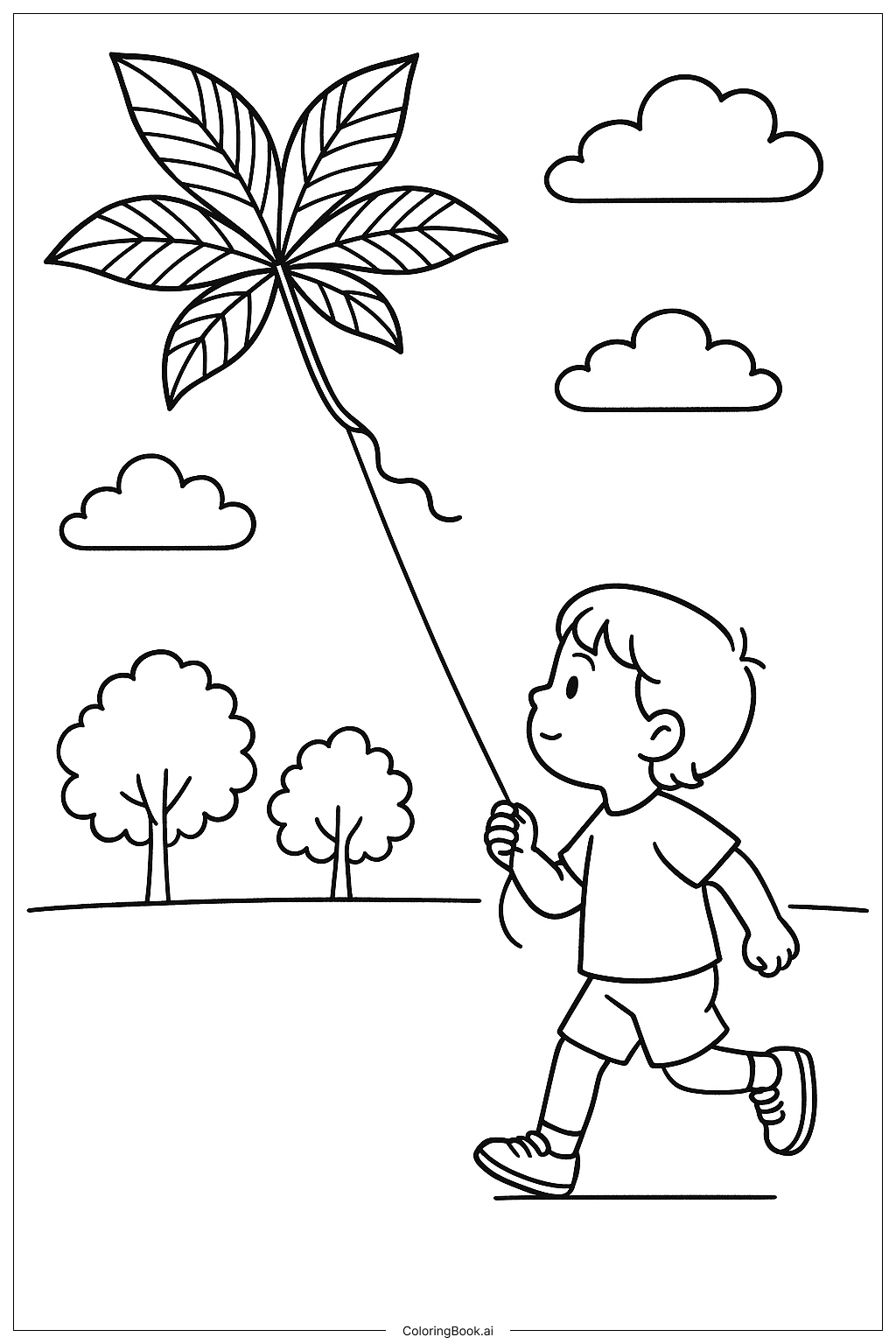 棕榈叶风筝填色页