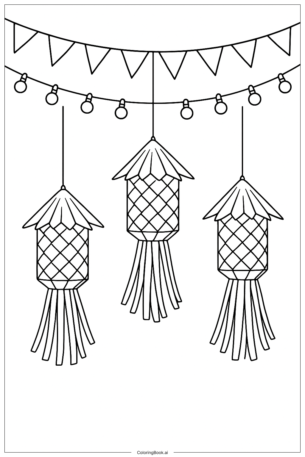  Laternen aus Palmblättern Ausmalseite 