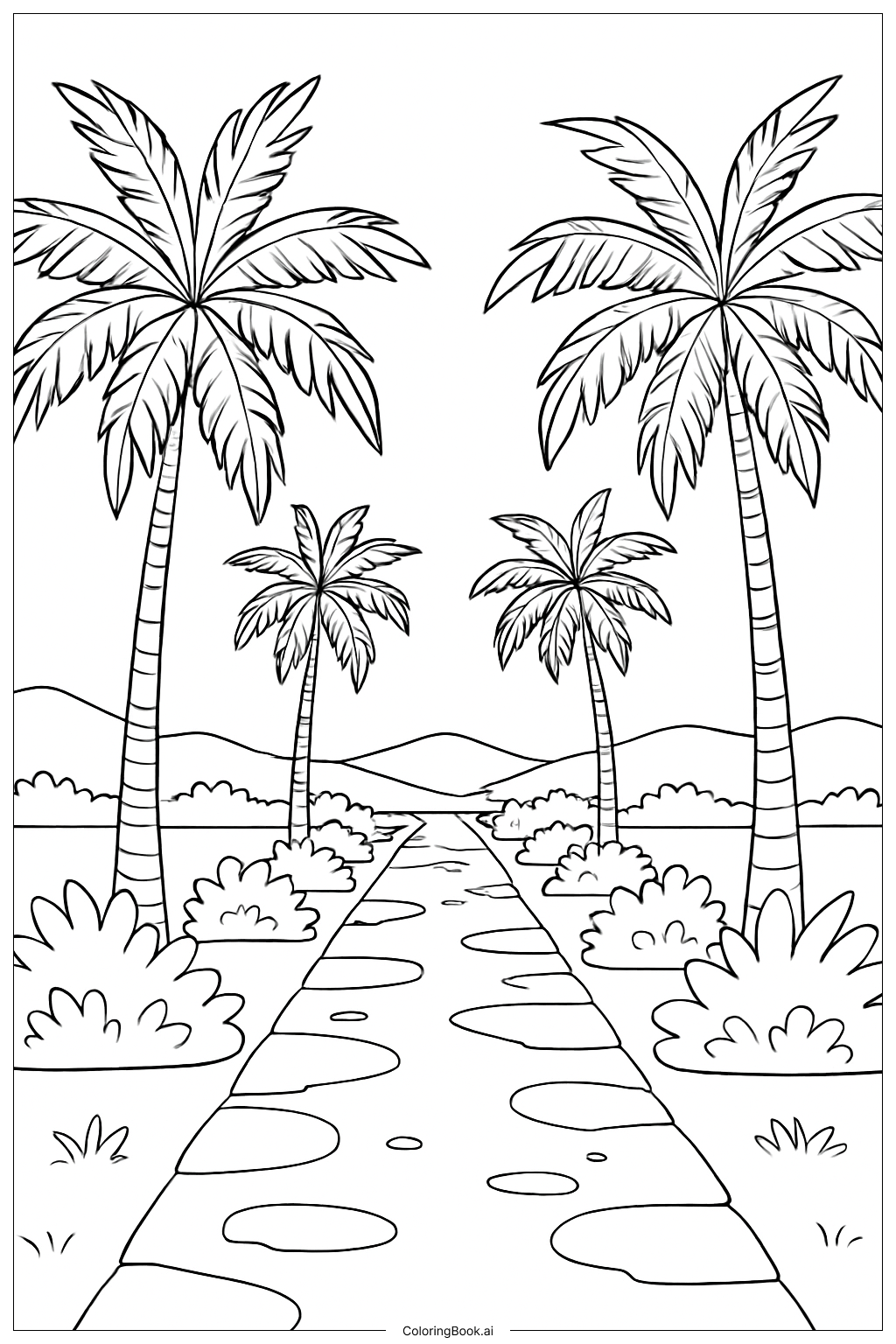  야자수 길 색칠공부 페이지 