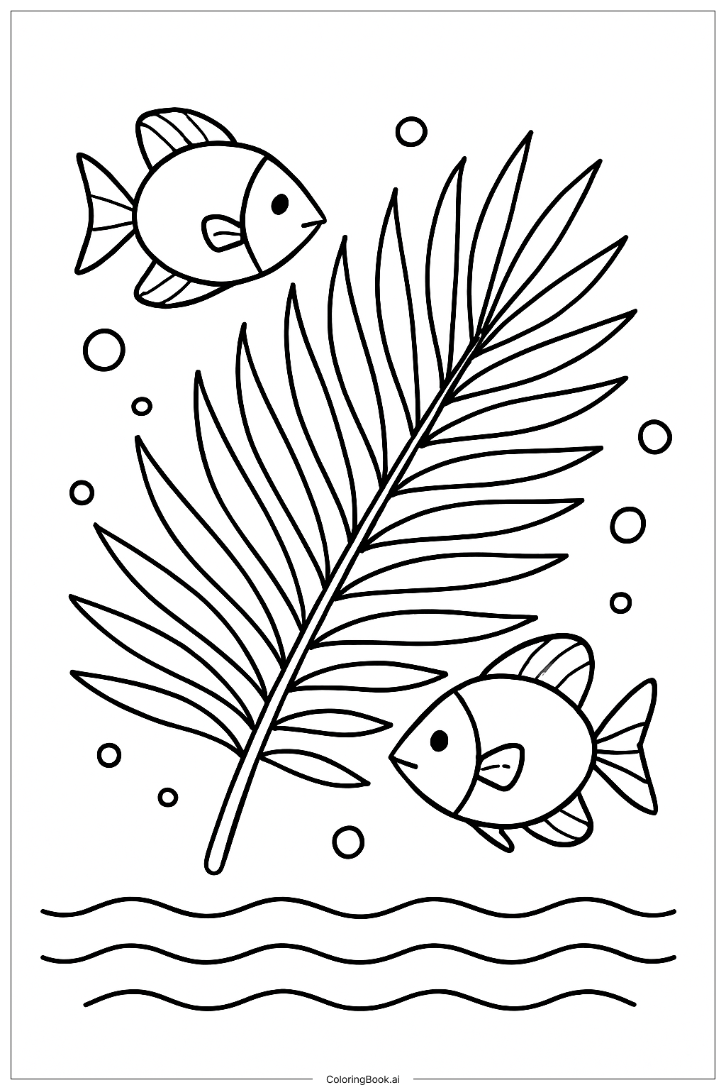 棕櫚葉熱帶魚著色頁