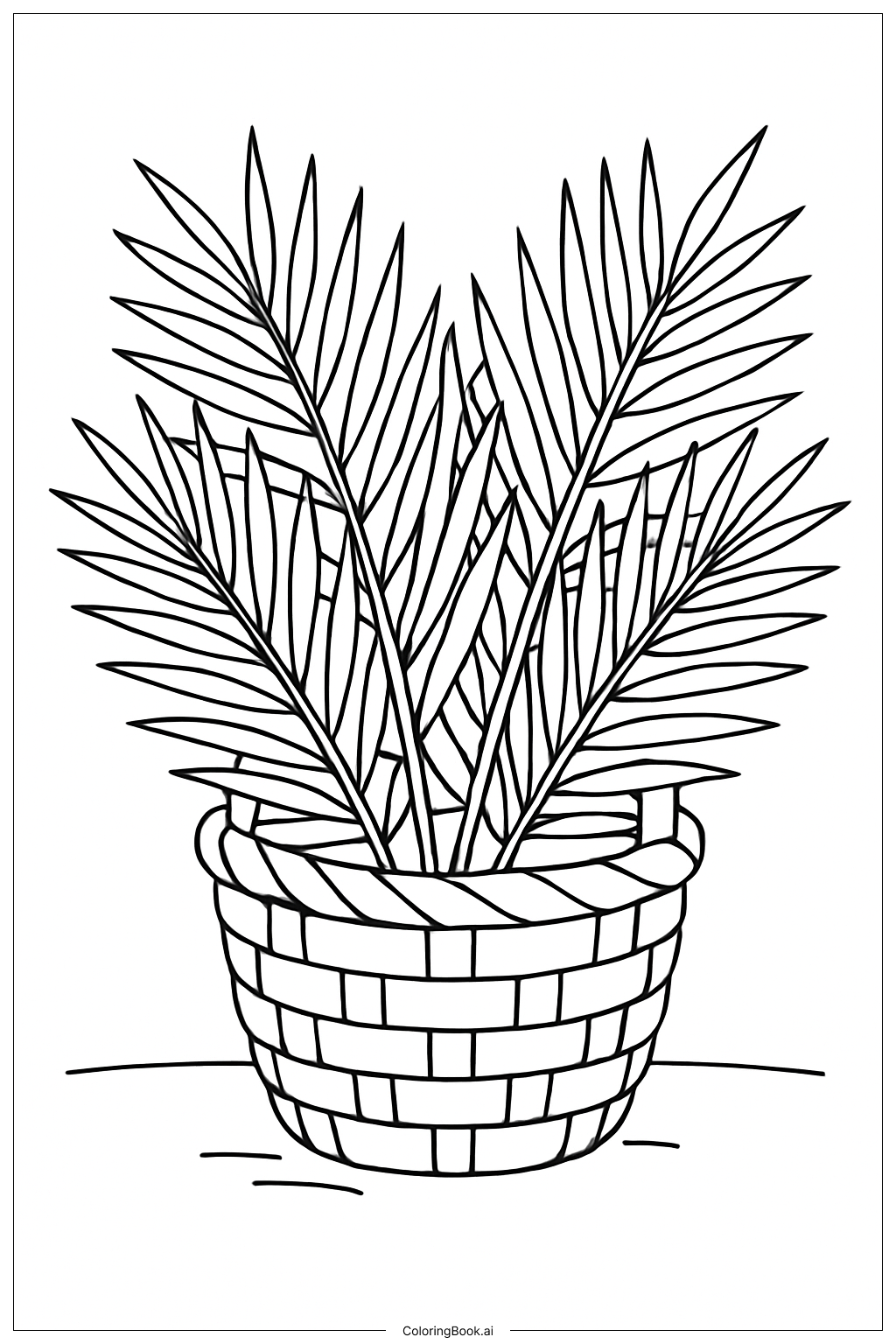 Palm Sunday Basket Of Palms Coloring Page