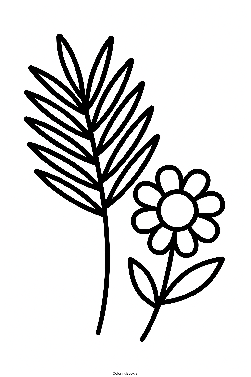  종려주일 꽃과 종려 나뭇가지 색칠공부 페이지 