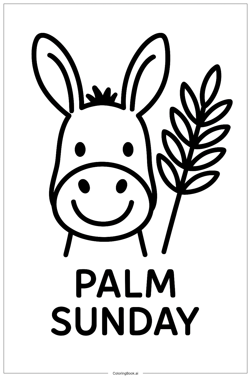  종려주일 행복한 당나귀 얼굴 색칠공부 페이지 