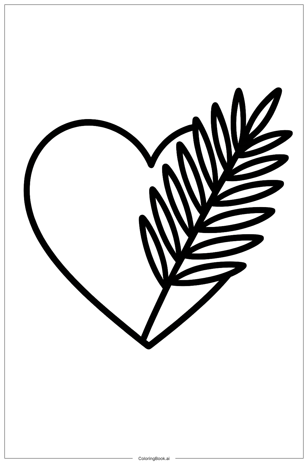  종려주일 하트와 종려나무 색칠공부 페이지 