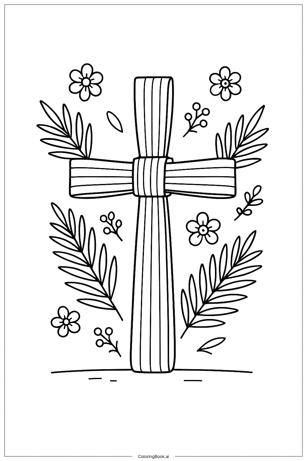 Palm Sunday Palm Cross Decoration Coloring Page