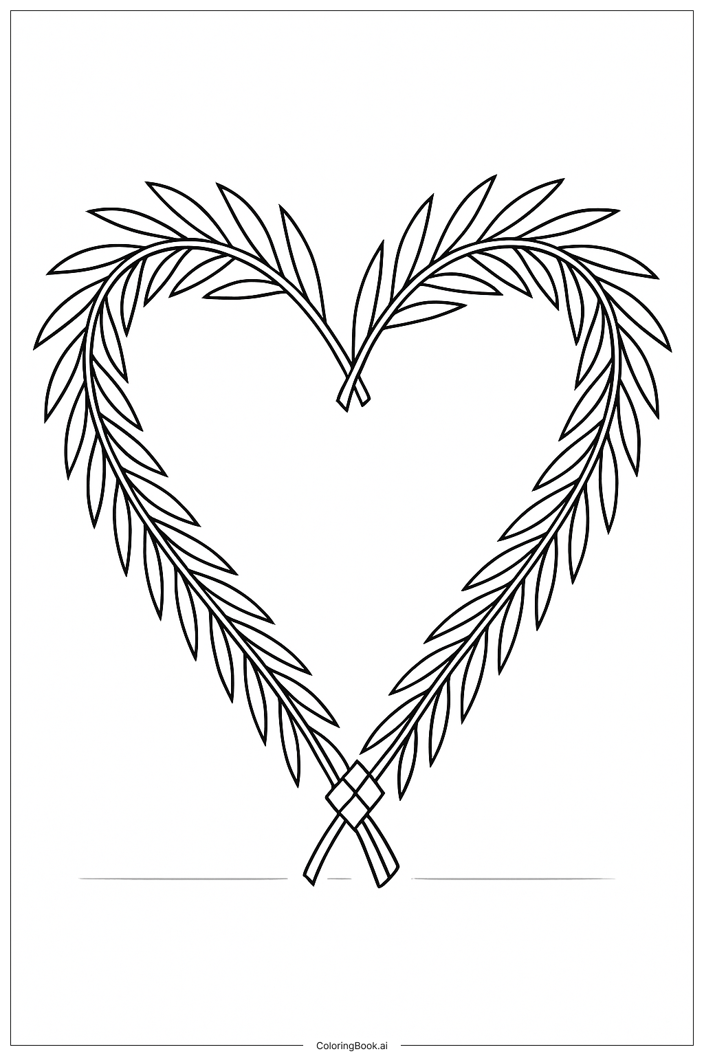 Palm Sunday Palm Leaf Heart Coloring Page