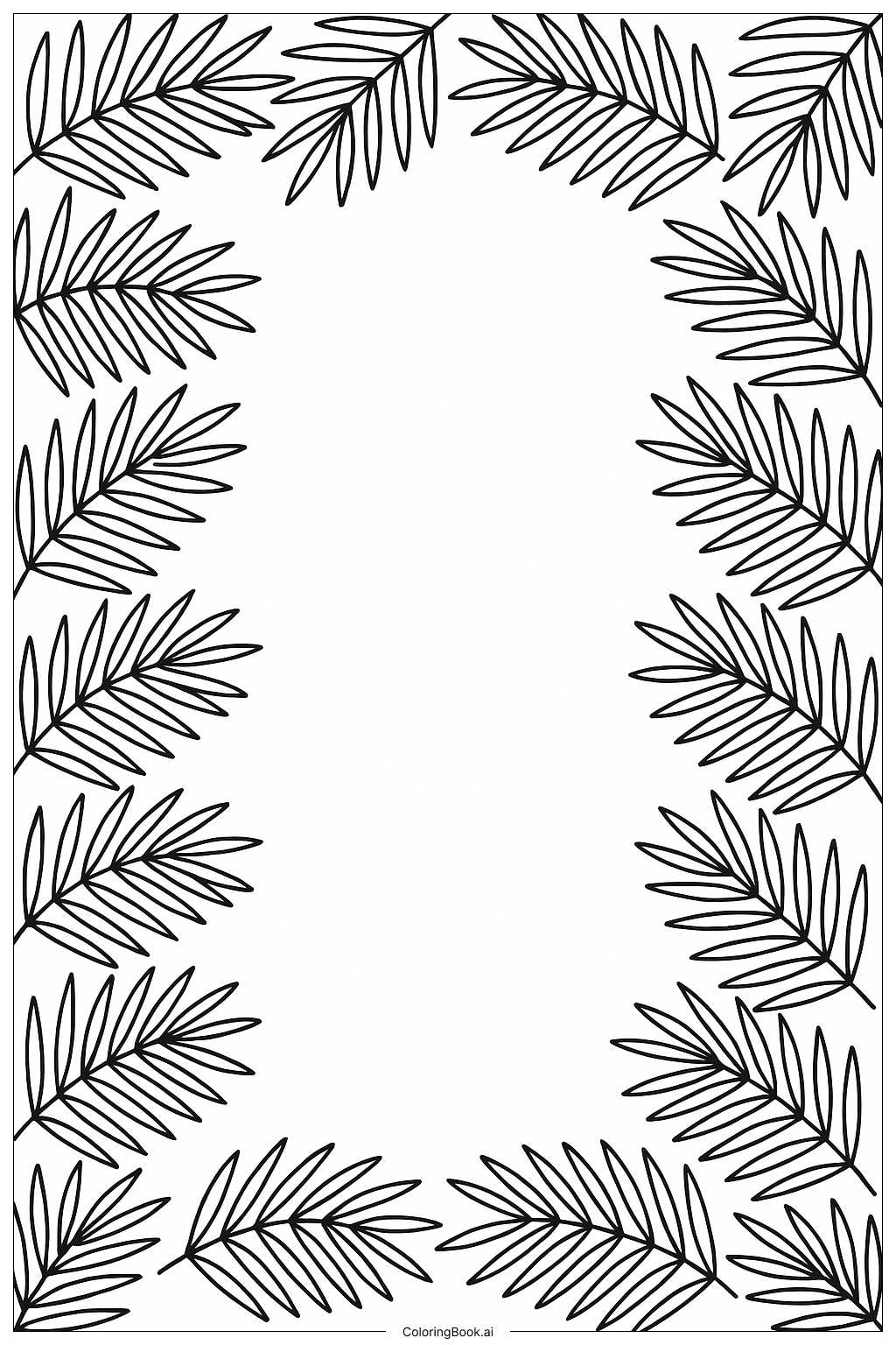Palm Sunday Palm Leaves Border Coloring Page