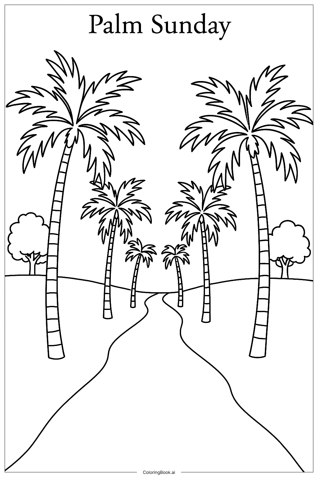 Palm Sunday Palm Path Coloring Page
