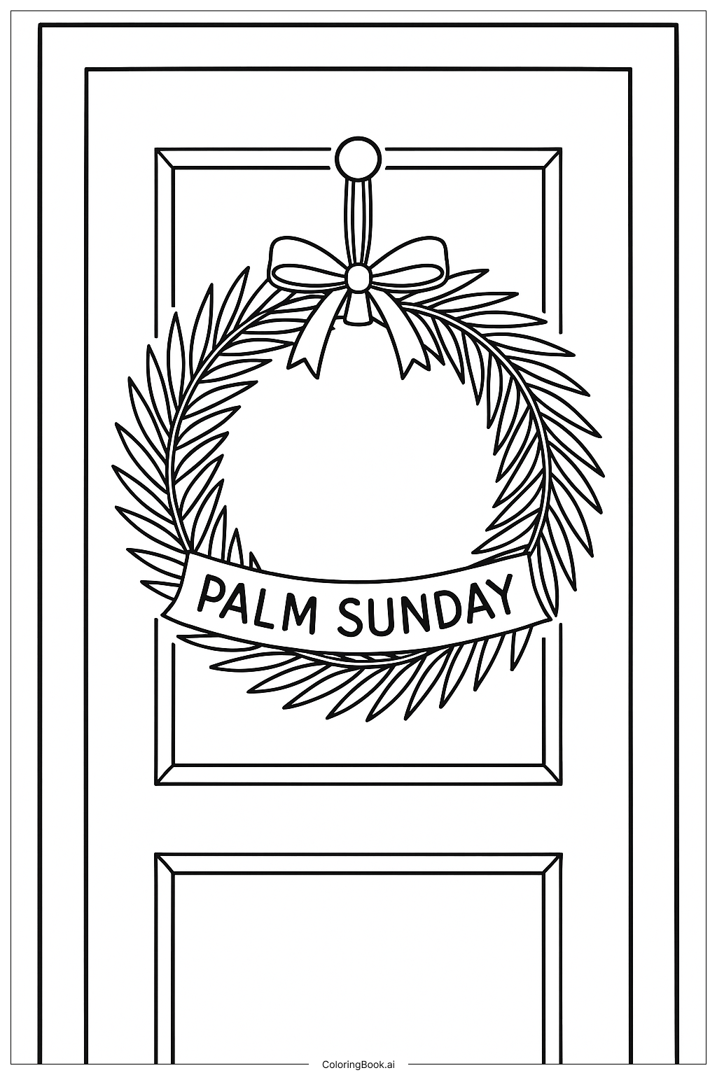 종려주일 종려나무 화환 문 장식 색칠공부 페이지