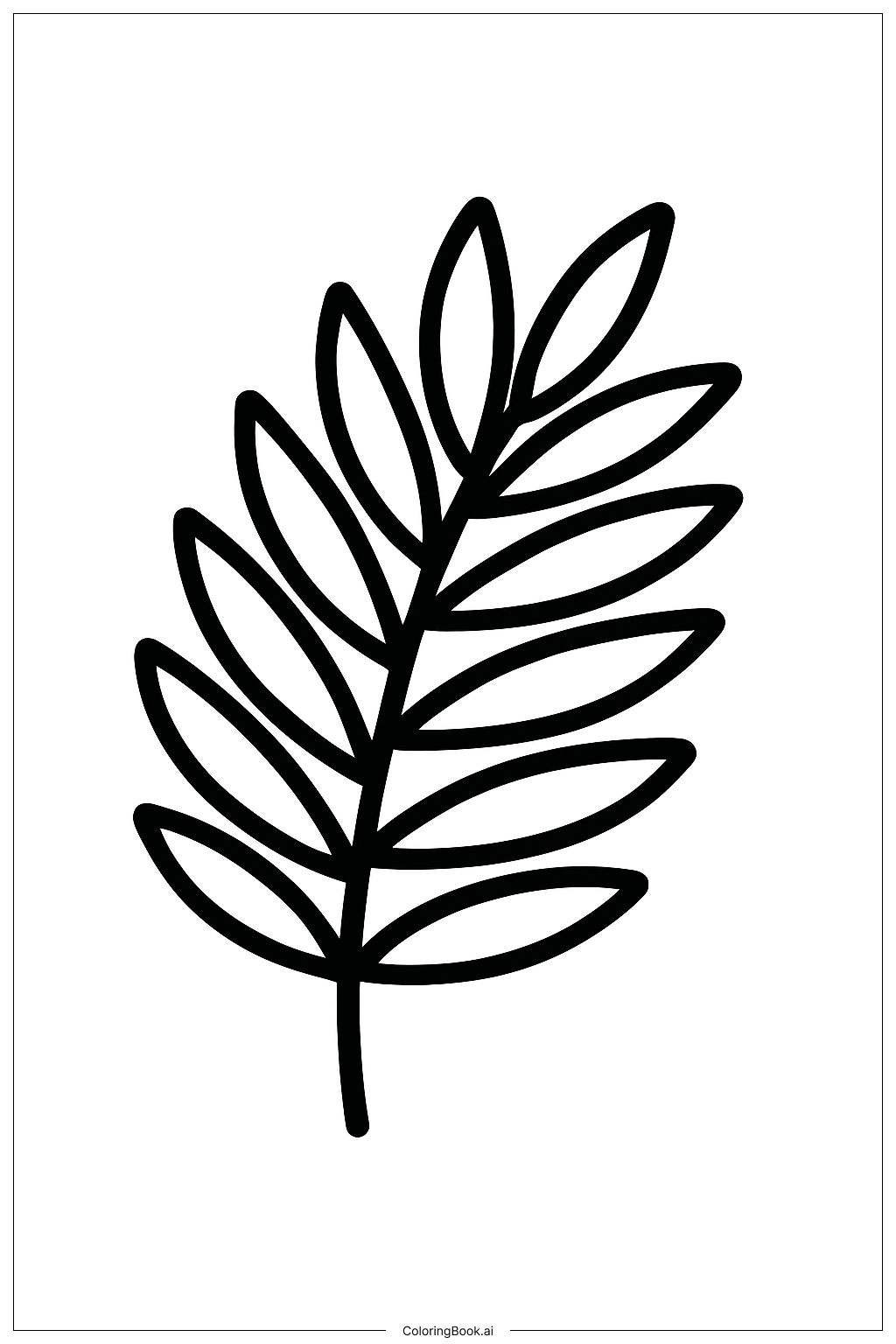 Page de coloriage Branche de palmier simple pour le Dimanche des Rameaux