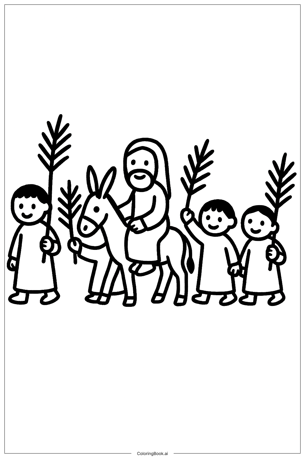  종려주일 간단 행렬 색칠공부 페이지 