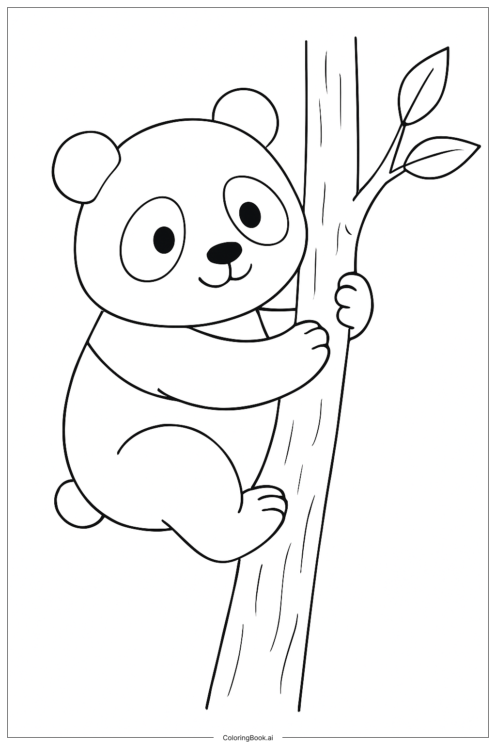 Page de coloriage Panda grimpeur d'arbre 