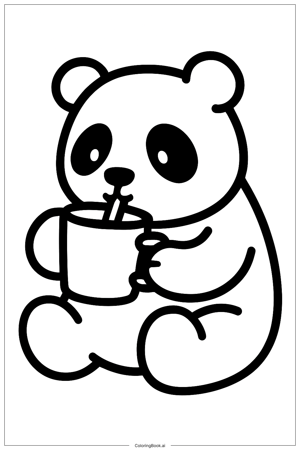  Page de coloriage Ours Panda Buveur de Lait 