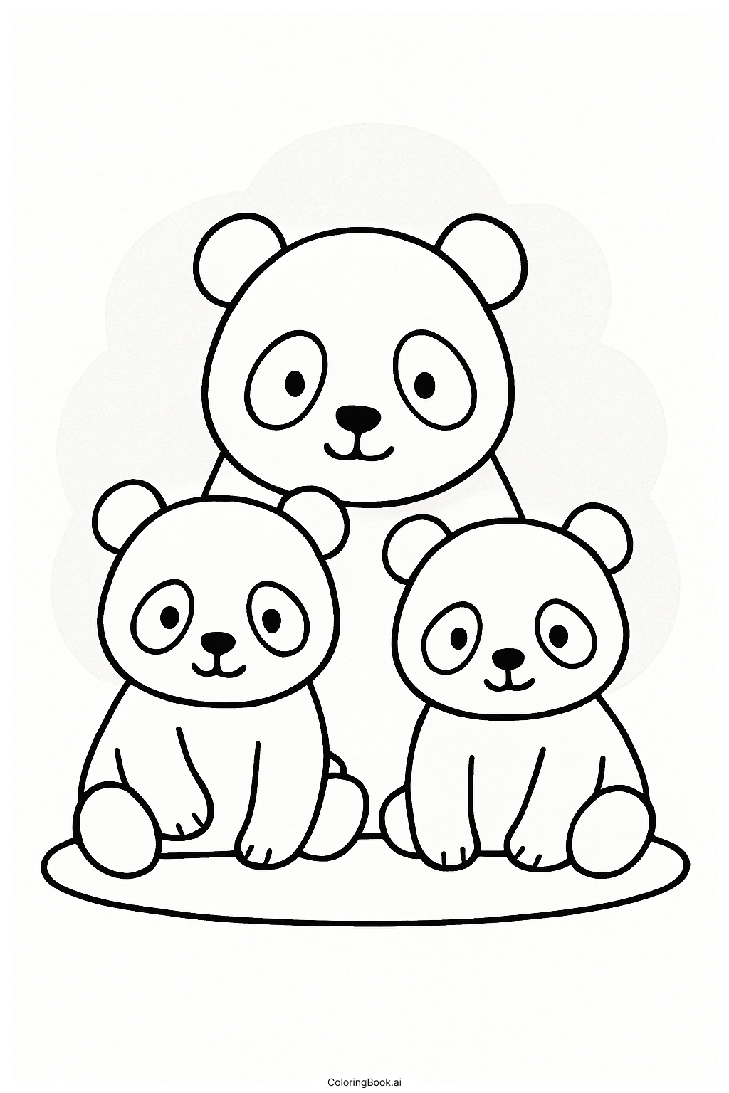  Page de coloriage Portrait de famille d'ours panda 