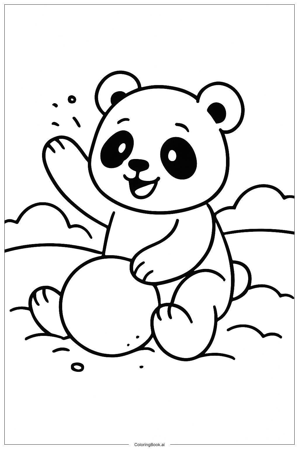  Page de coloriage Panda dans la neige 