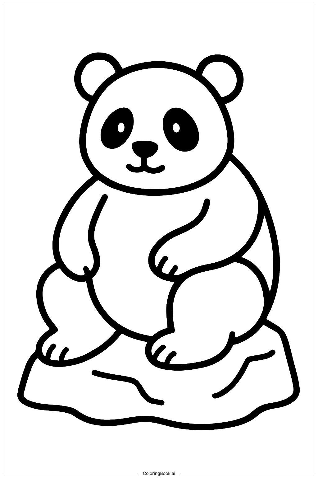  Page de coloriage Panda sur un rocher 