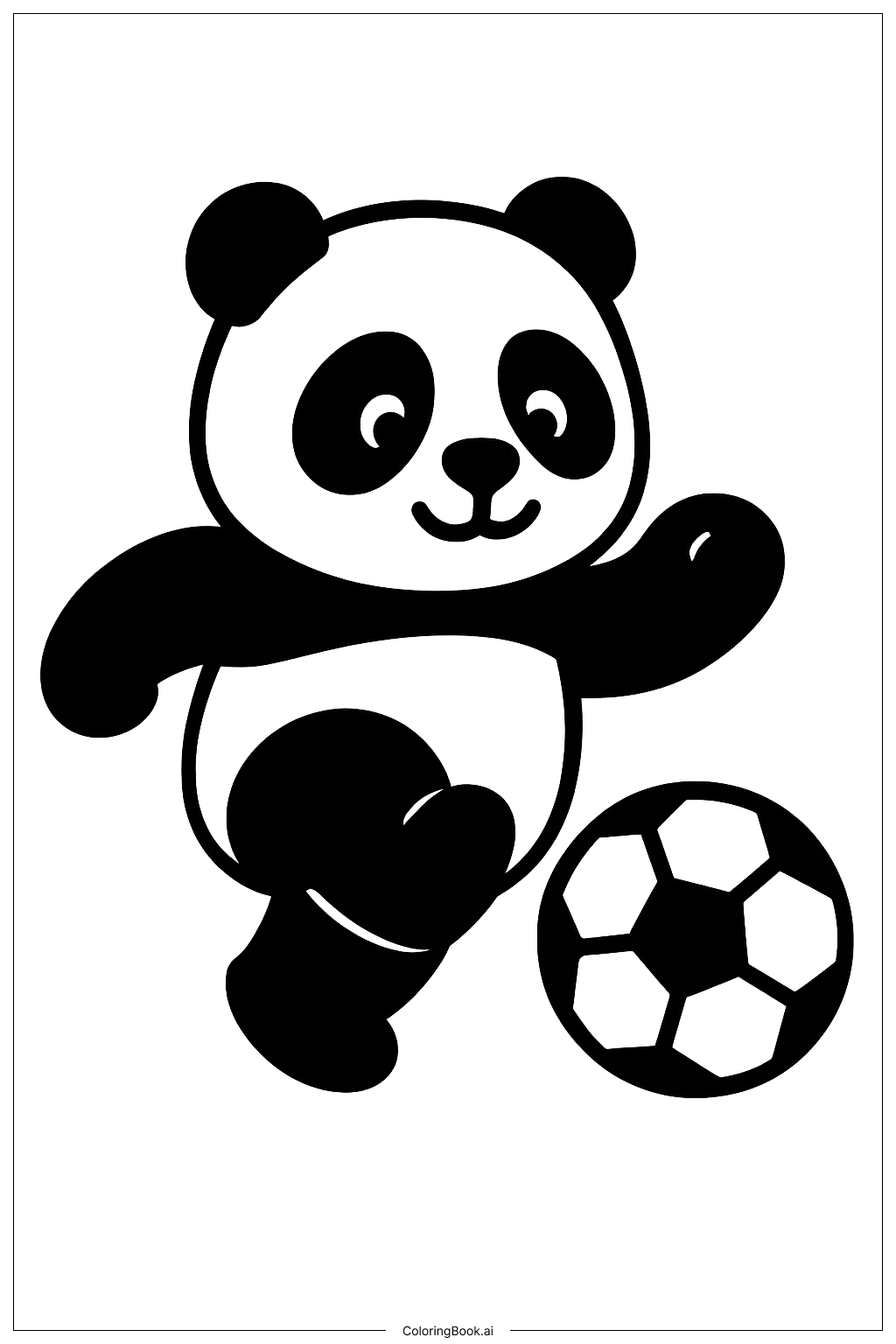  Page de coloriage Panda jouant au ballon 