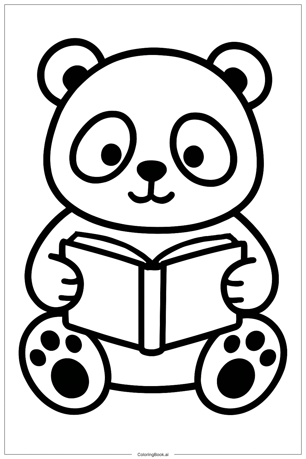  Page de coloriage Livre de lecture du panda 