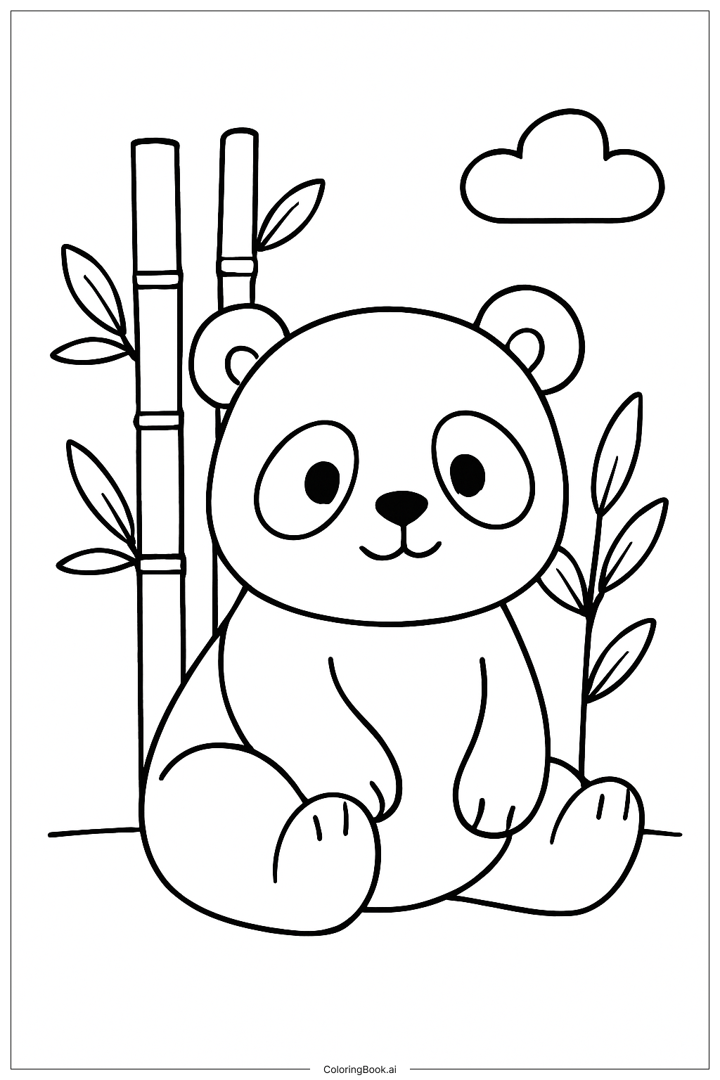  Page de coloriage Ours Panda Assis 