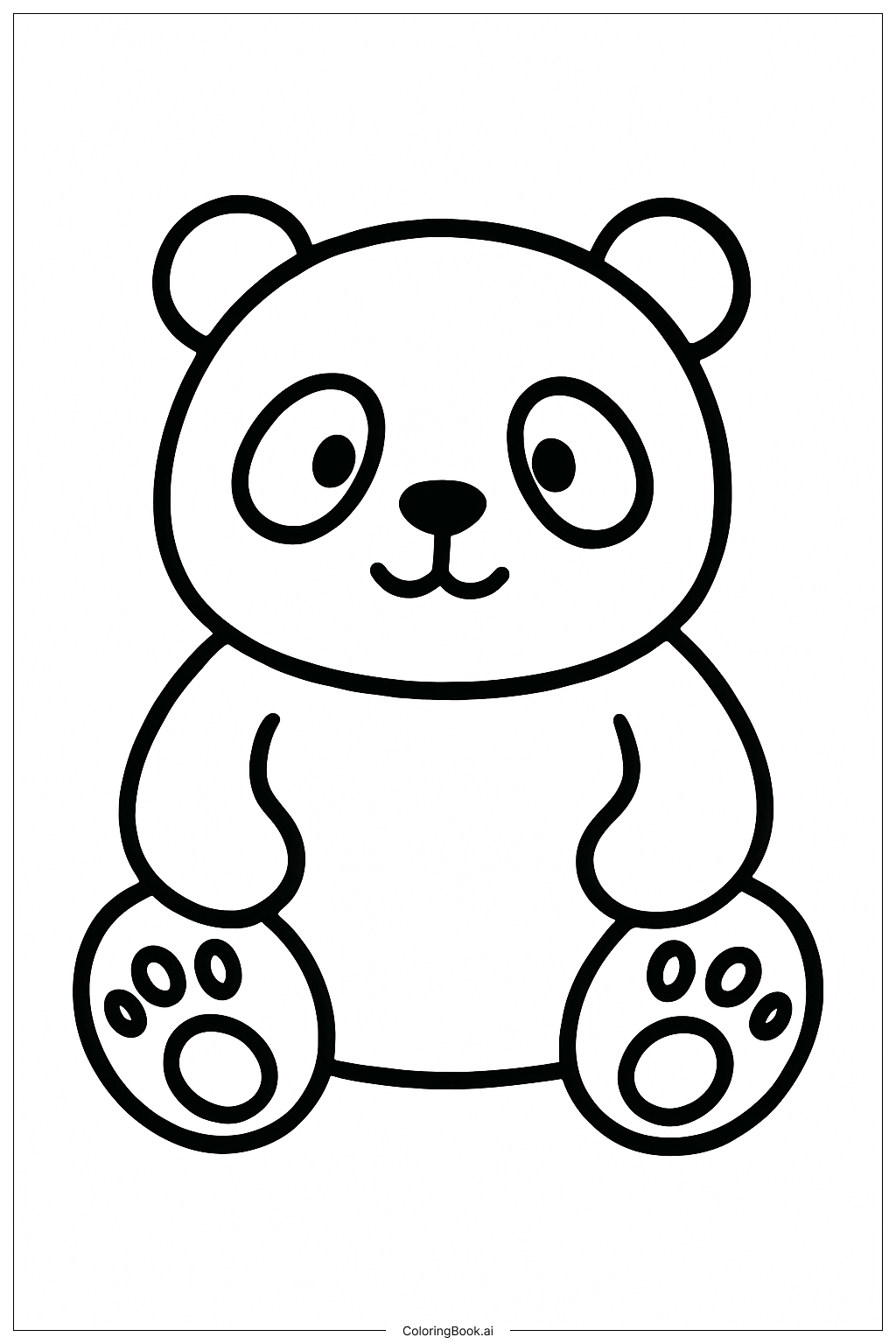  Page de coloriage Ourson Panda Assis 