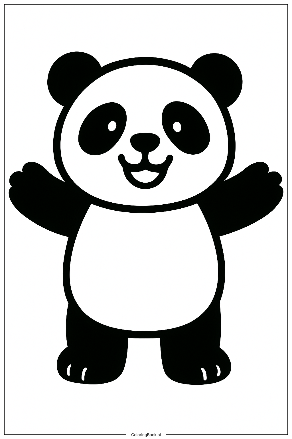  Page de coloriage Ours Panda souriant 