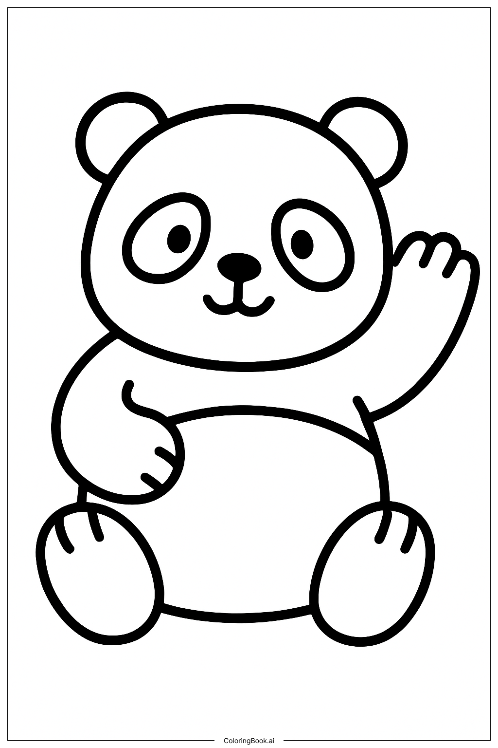  Page de coloriage Panda qui fait signe 
