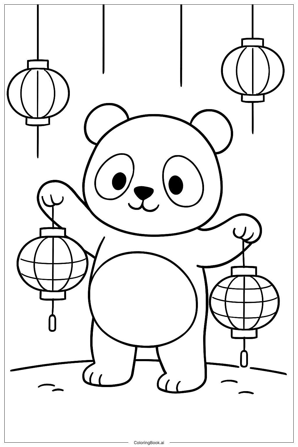  Página para colorir de Panda Bear 