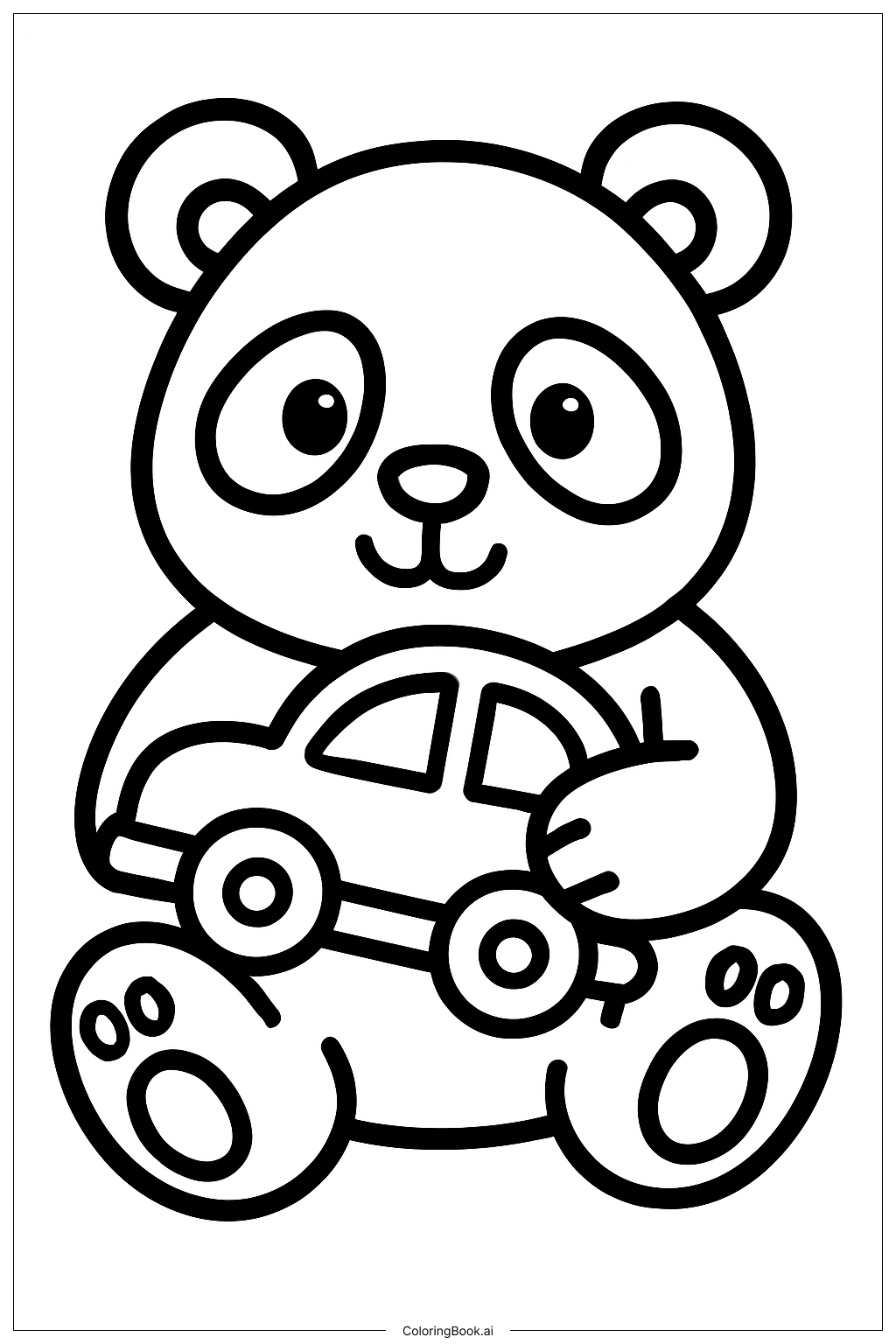  Page de coloriage Panda avec jouet 