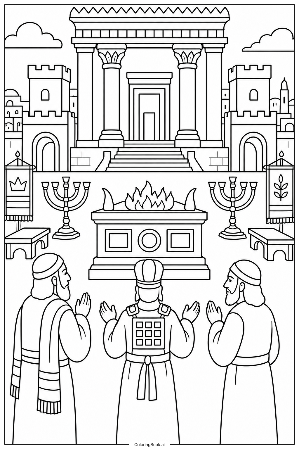  Trang tô màu Toàn cảnh sân Beis Hamikdash 