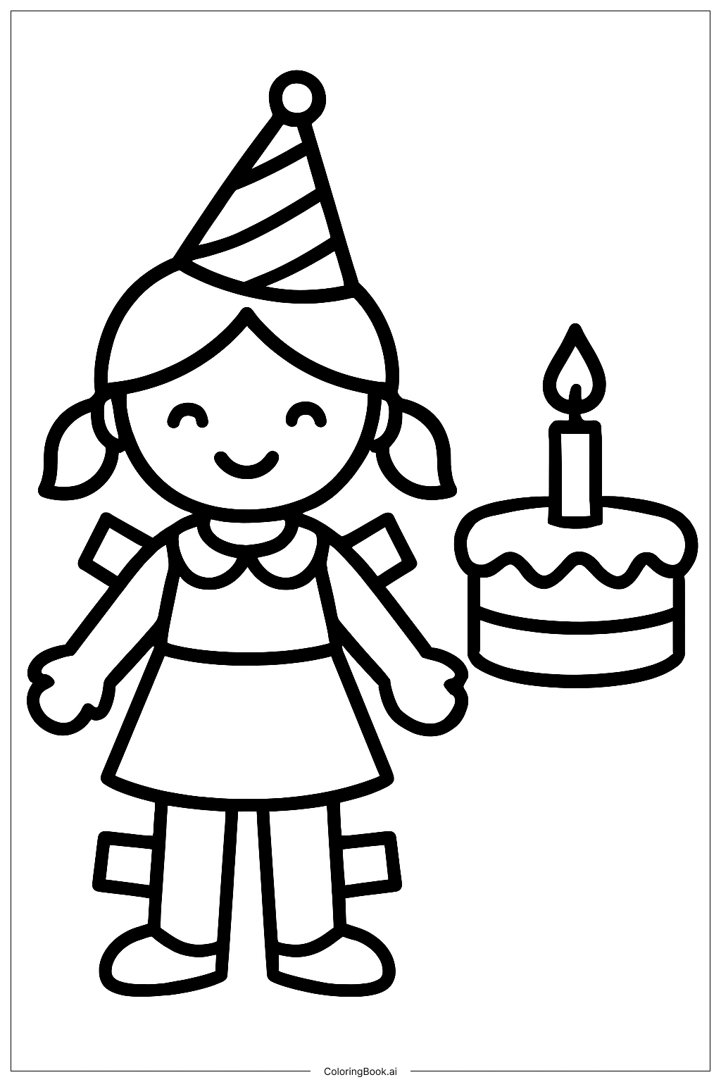  Paper Dolls Birthday Coloring Page 