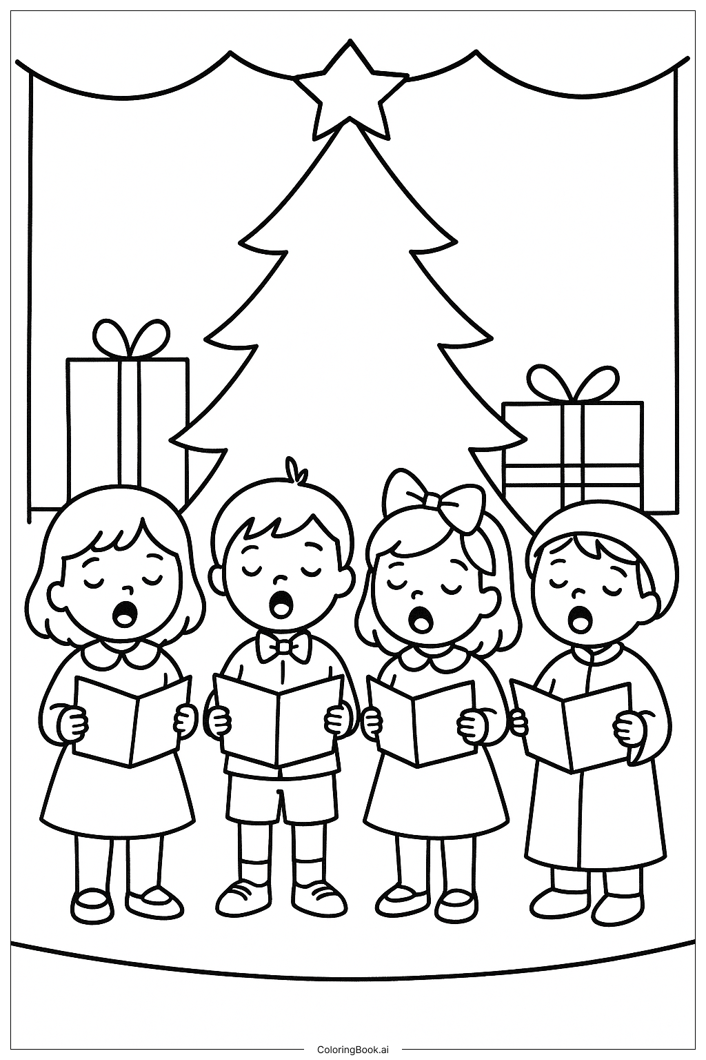  Paper Dolls Christmas Pageant Coloring Page 