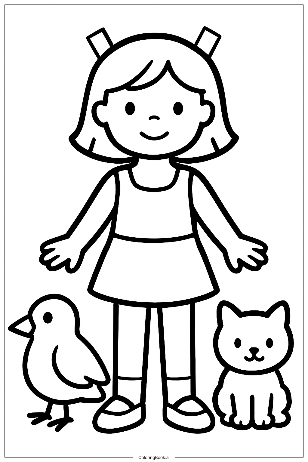  Paper Dolls Pets Coloring Page 