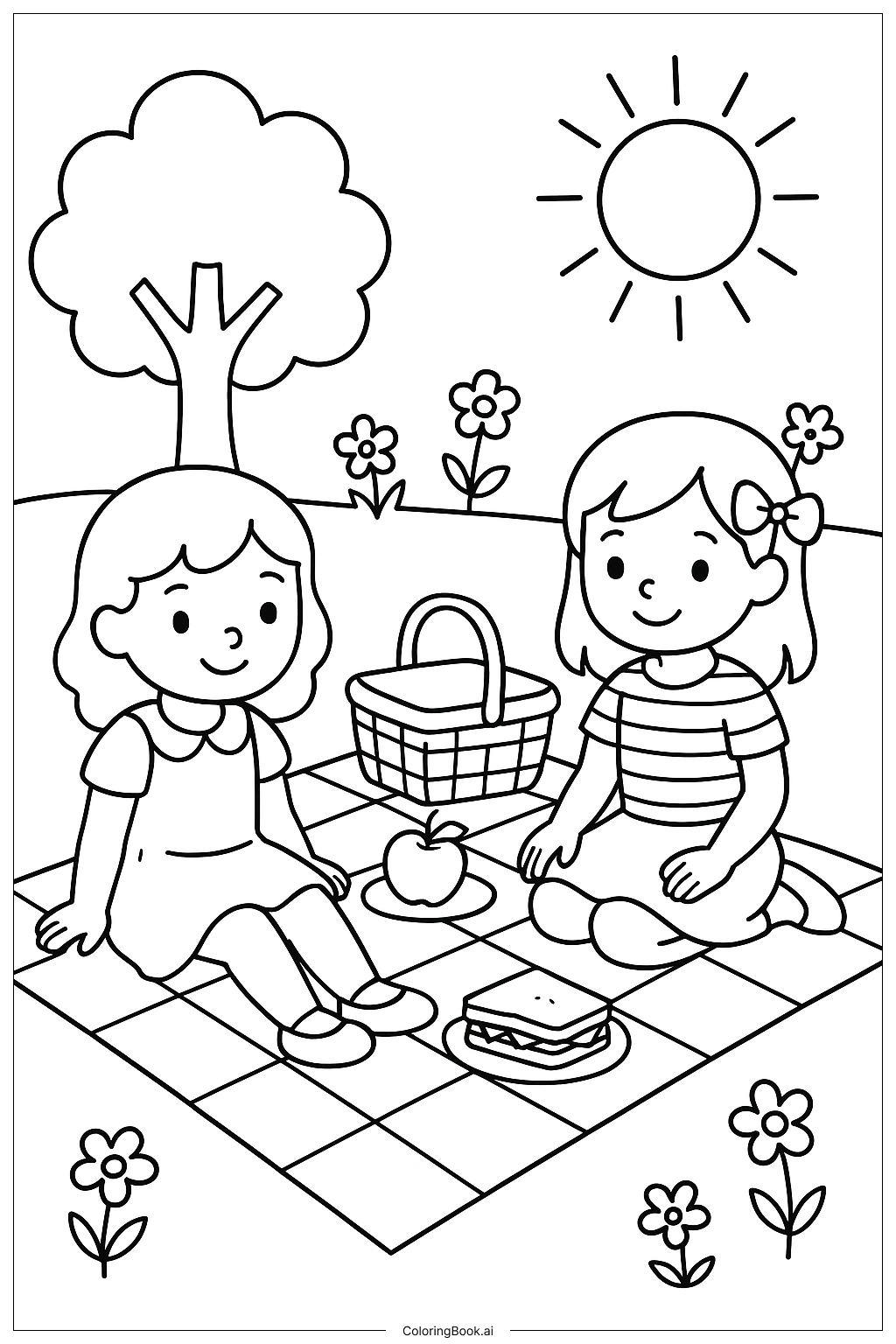  Trang tô màu Bức tranh búp bê giấy dã ngoại 