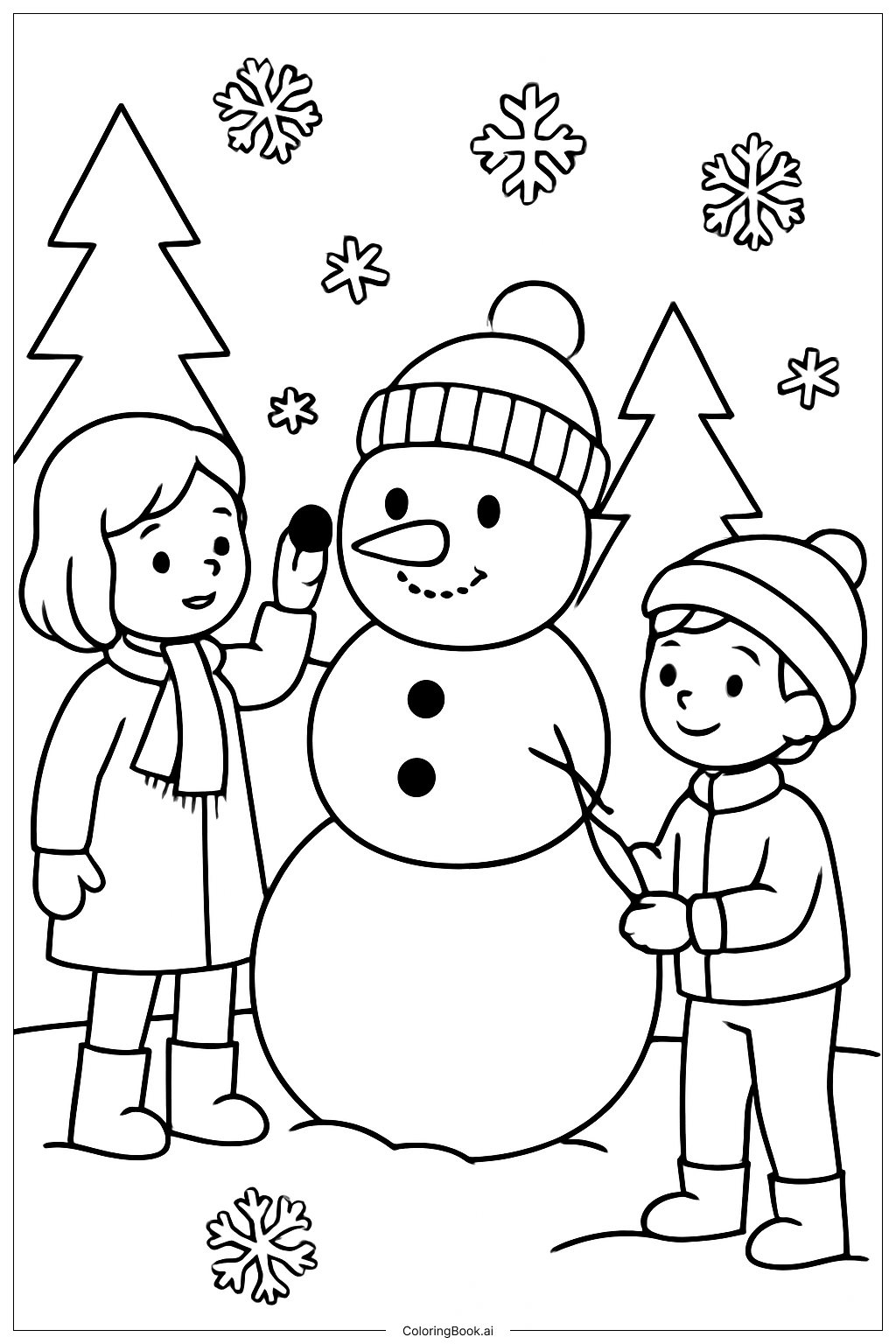  Paper Dolls Snow Play Coloring Page 